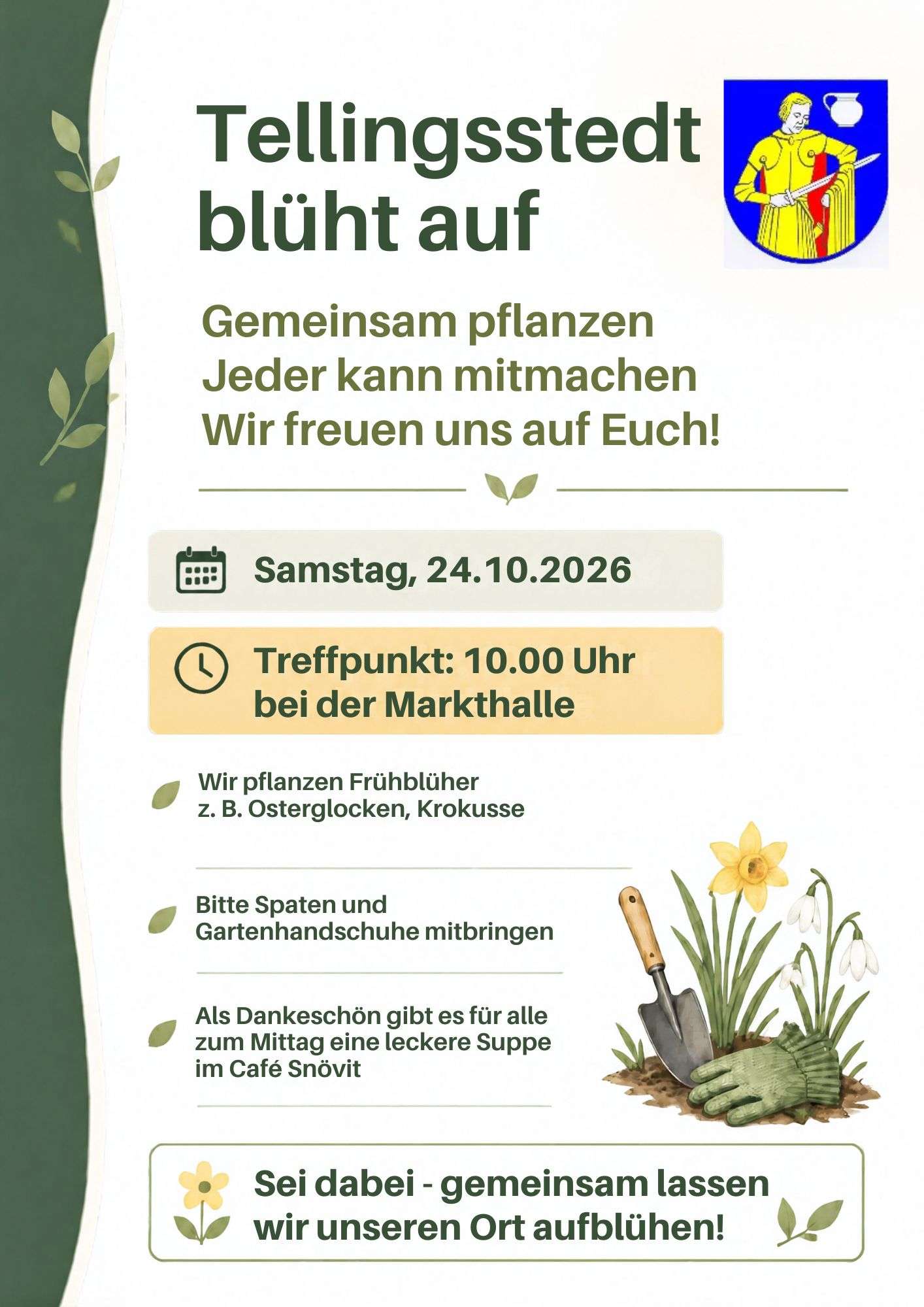 Einladung - gemeinsam Frühblüher im Ort pflanzen.