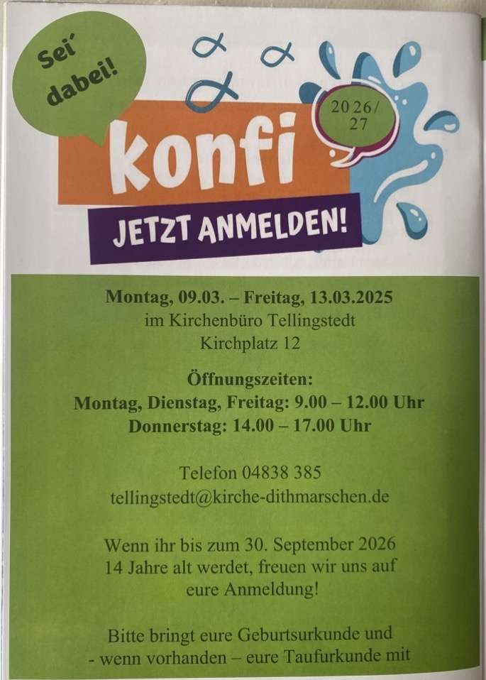 Anmeldung zur Konfirmation