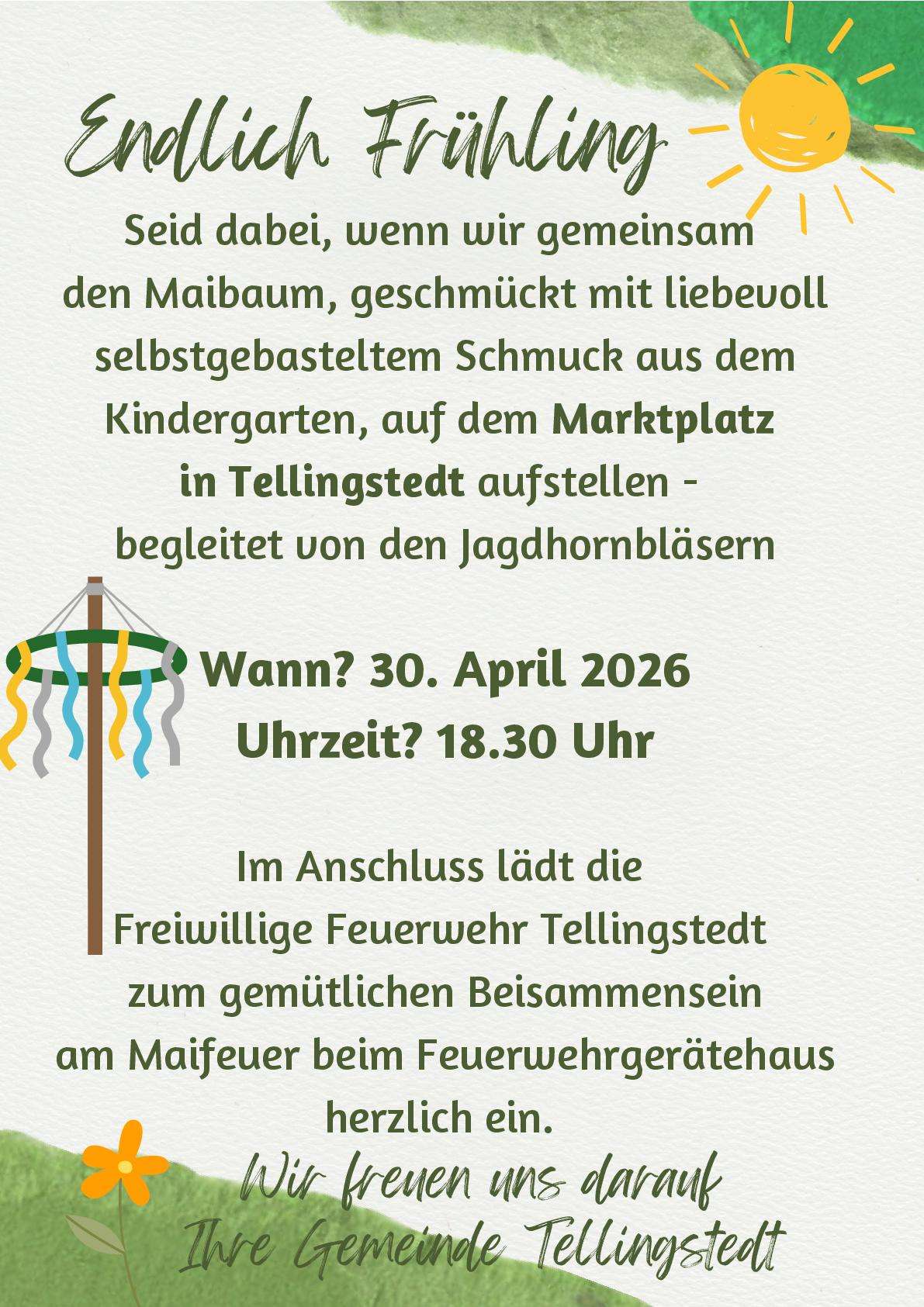 Einladung zum Maibaum aufstellen